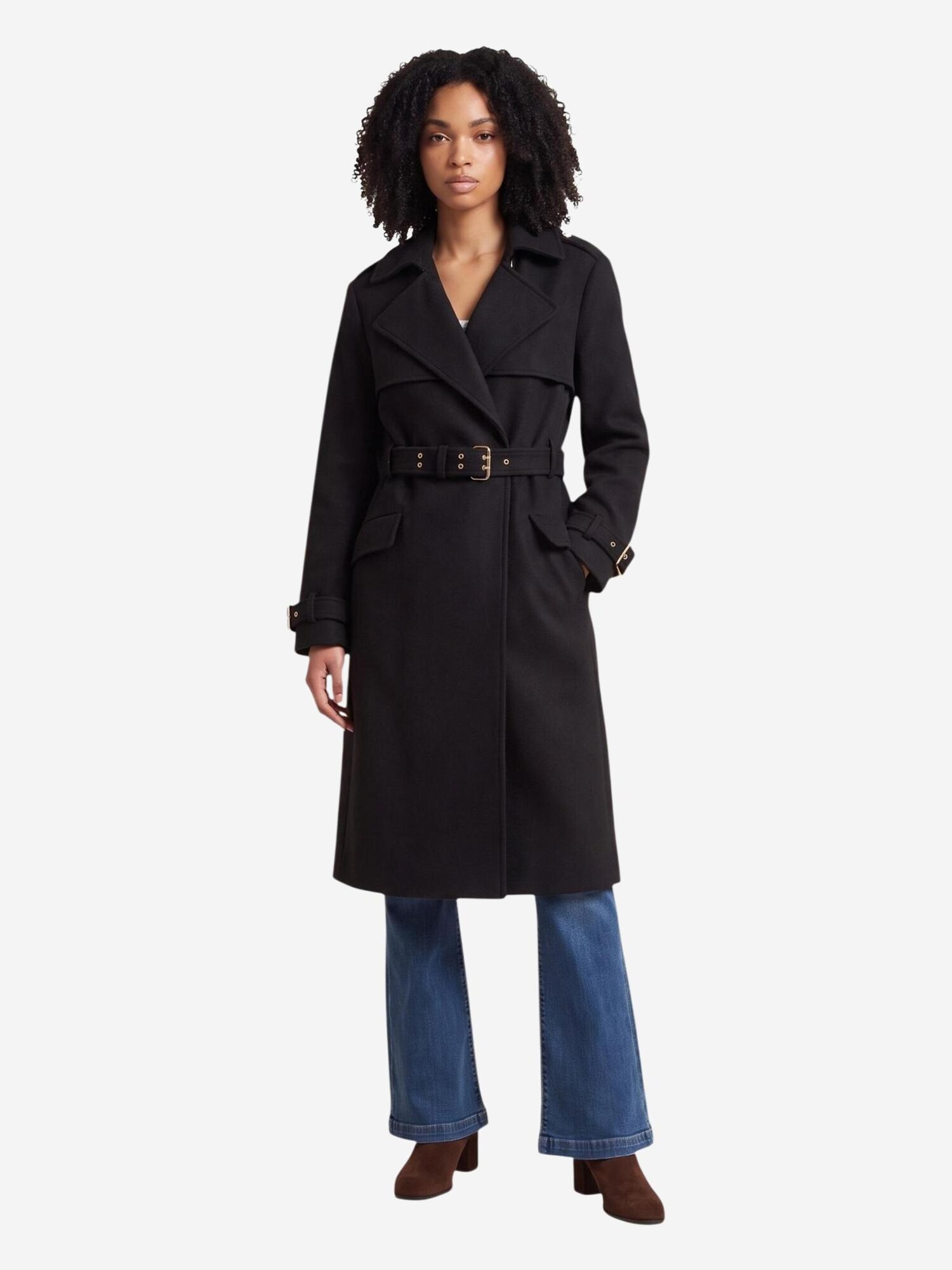 GUESS Abrigo de invierno 'EVE MELTON TRENCH W6BL51 W4138' negro – imagen 1