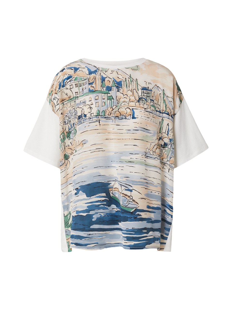 T-shirt 'TERZO' beige / blå / ljusblå