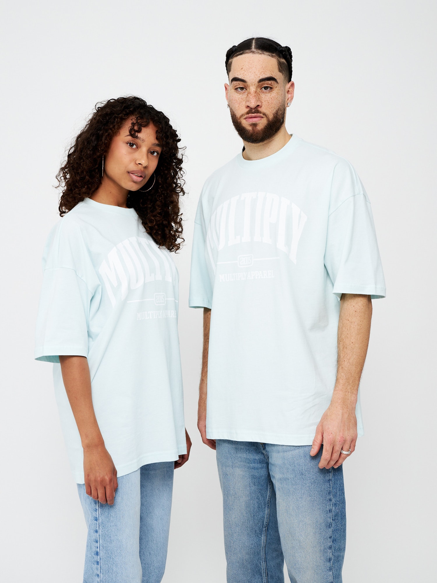 Multiply Apparel Tričko pastelovo modrá / biela (obrázok 3)