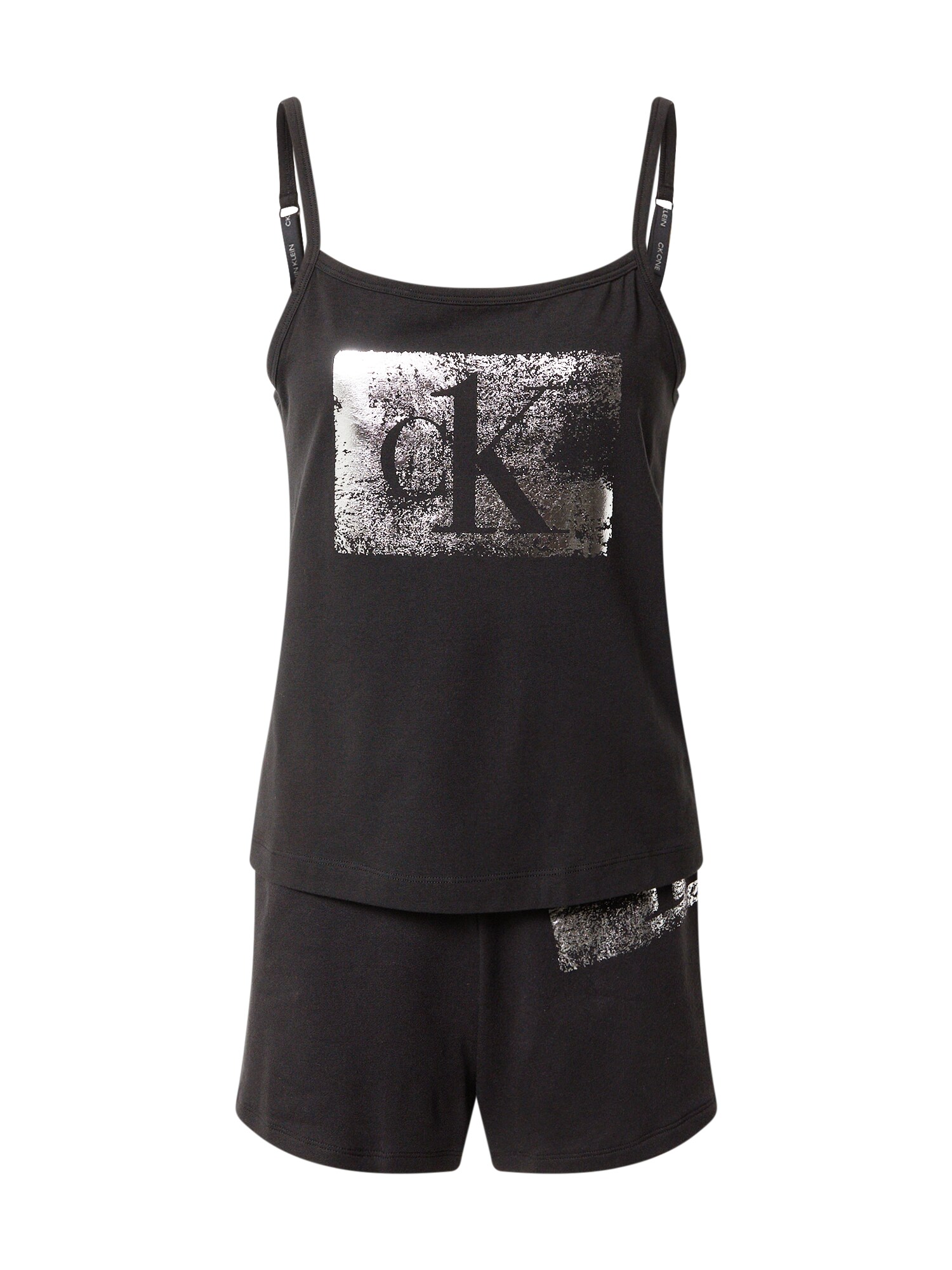 Calvin Klein Underwear Pižaminiai šortukai  juoda / sidabrinė