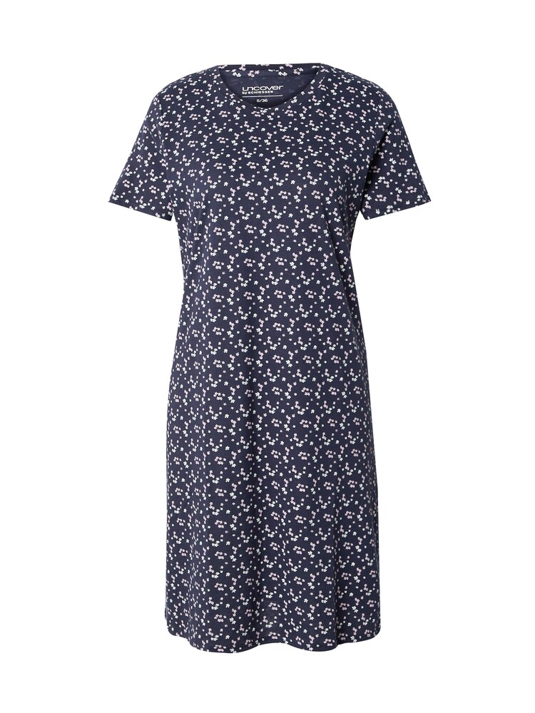 uncover by SCHIESSER Nachthemd Damen Größe S/M dunkelblau / weiß