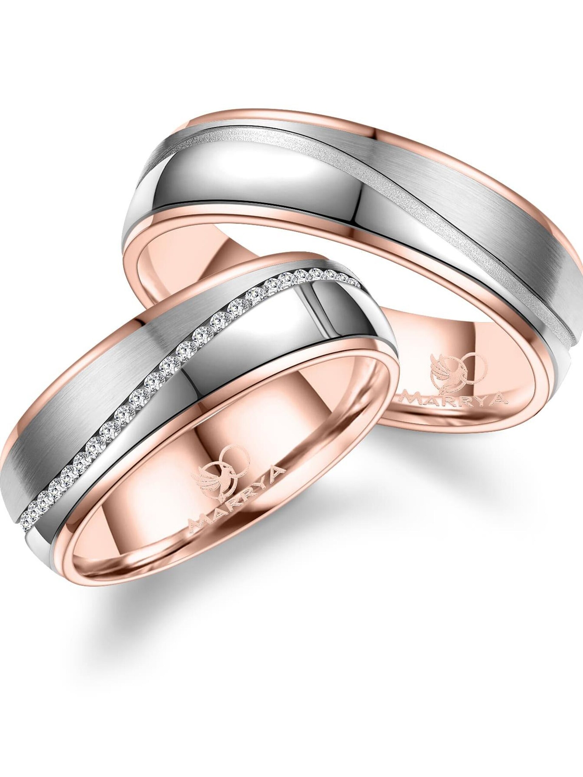 MARRYA Ring 'MARRYA ES-23 Ehering aus Edelstahl Silberfarben & Rosé' dam
