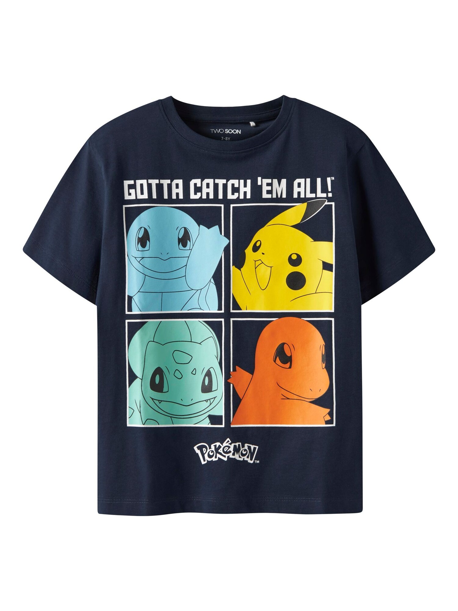 TWO SOON Tricou Pokémon  bleumarin / galben / portocaliu / alb