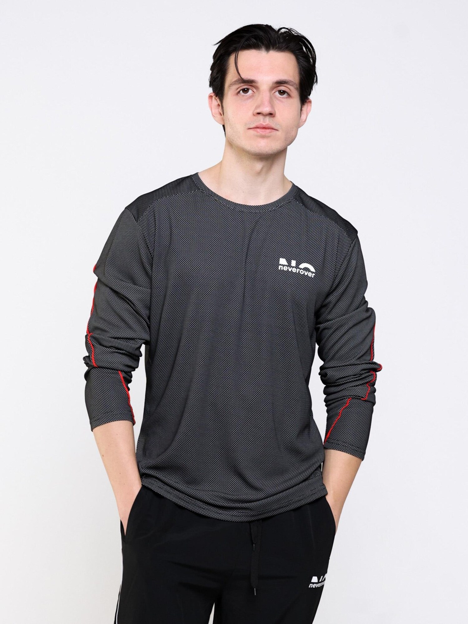 neverover Camiseta funcional 'Men's Essential Striped Long Sleeve T-shirt'  negro