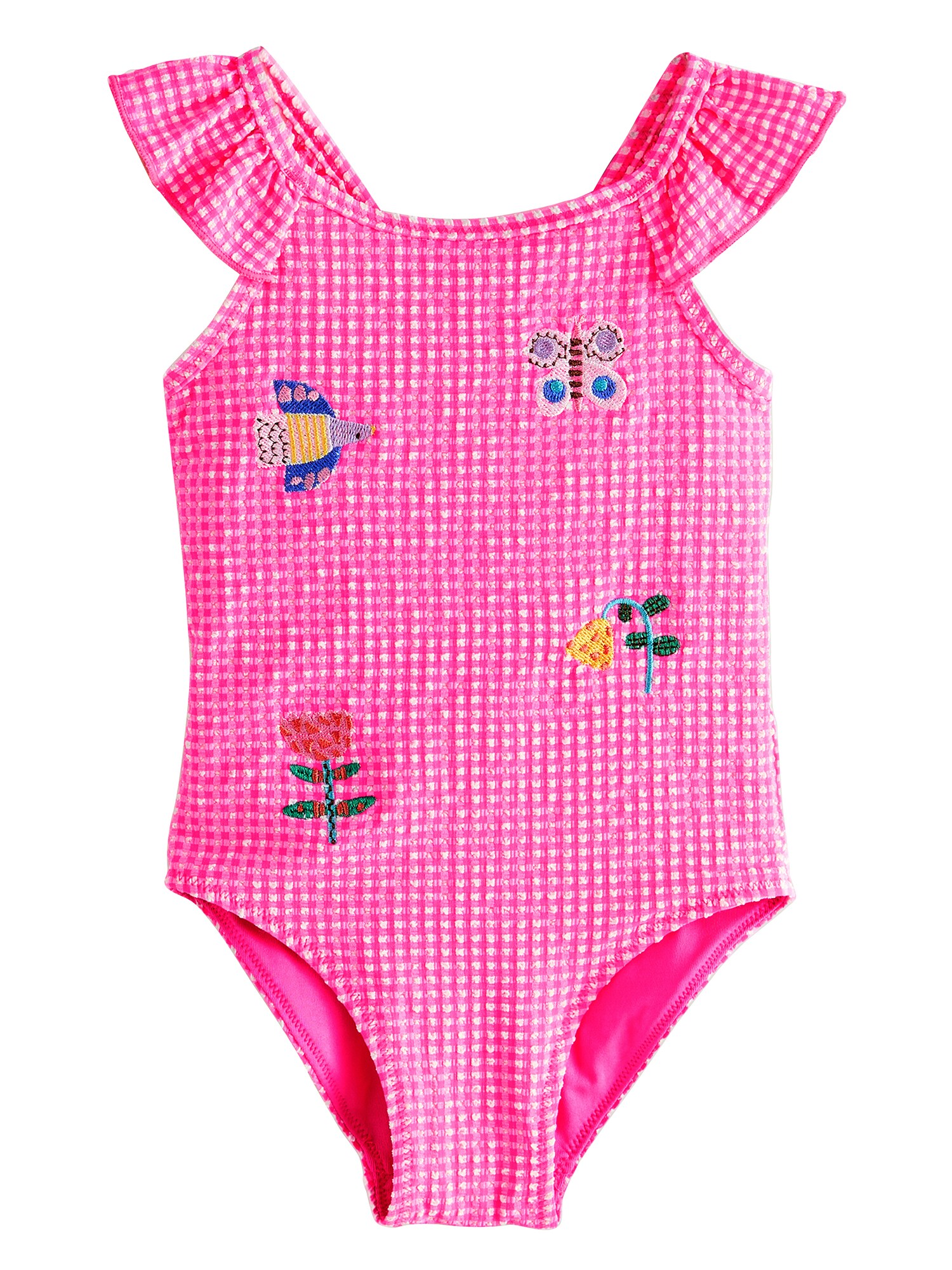 Next Costum de baie întreg  albastru cobalt / portocaliu neon / roz