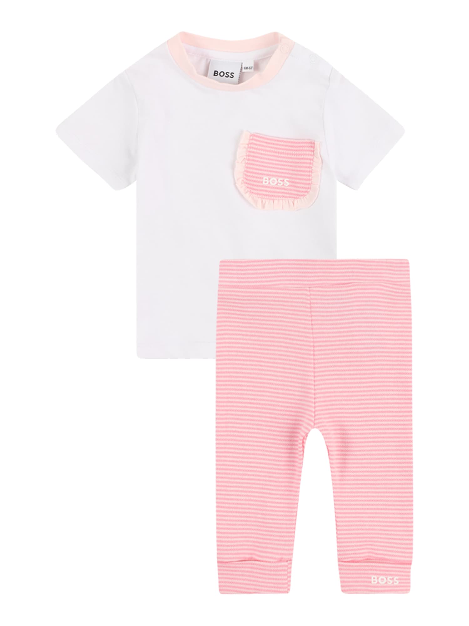 BOSS Kidswear Set  pastelovo ružová / svetloružová / biela