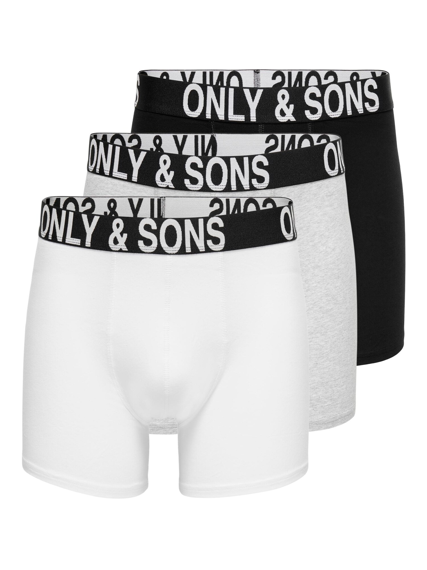 Only & Sons Boxerky 'FITZ'  svetlosivá / čierna / biela