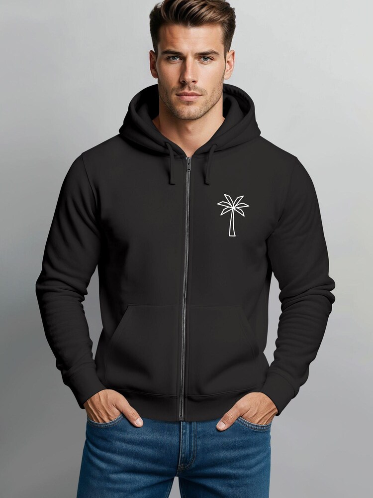 Neverless Sweatjacke 'Palme Polygon' Herren Größe 5XL schwarz