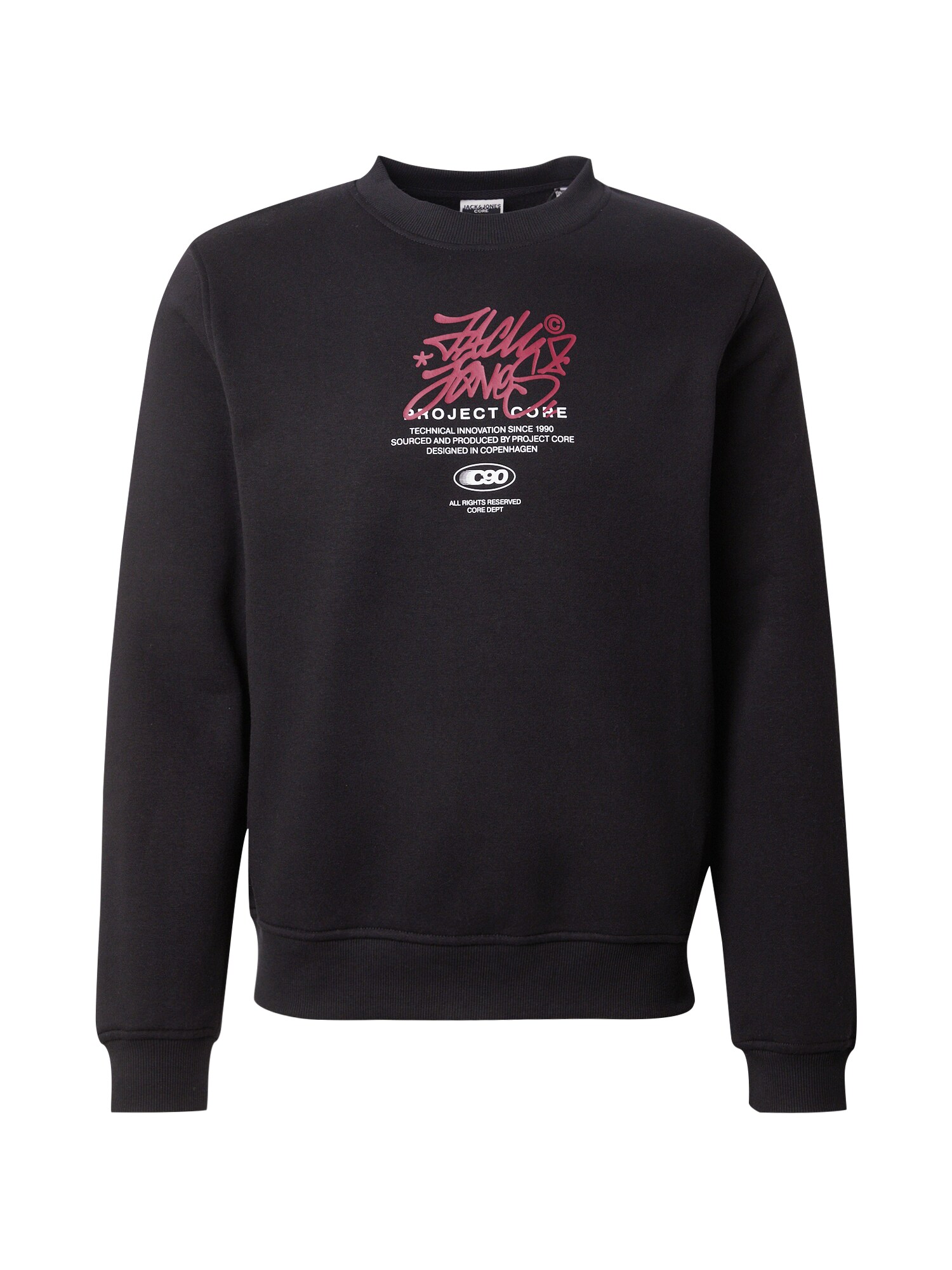 JACK & JONES Bluză de molton JCOSCRIPTURE  roșu rodie / negru / alb