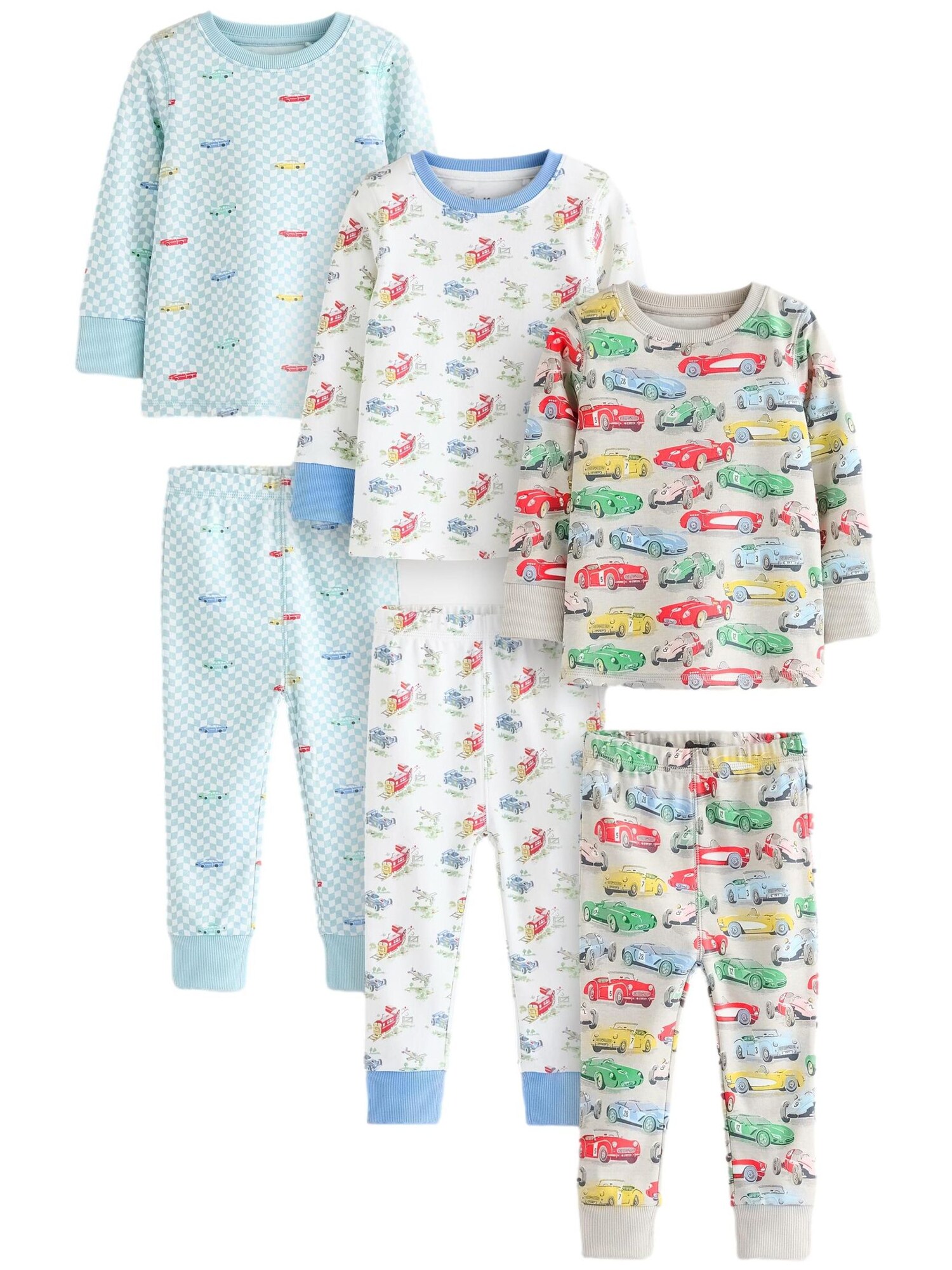 Next Pijamale 3er-Pack  albastru / verde / roșu deschis / alb
