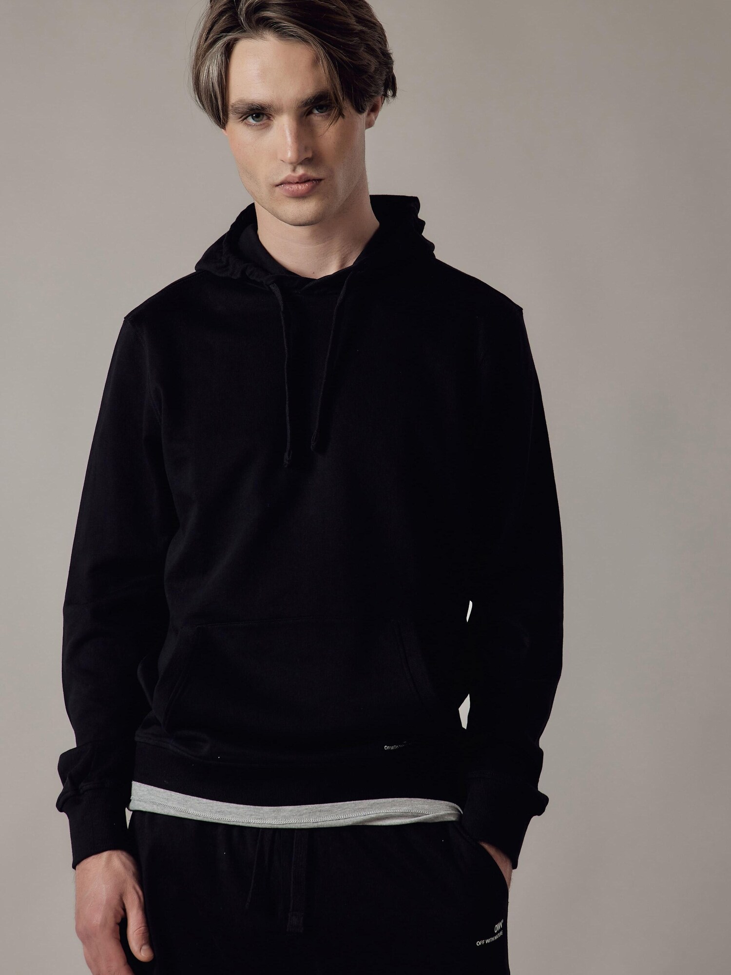 OWN Off With Nature Sweater majica 'Felpa con Cappuccio' crna