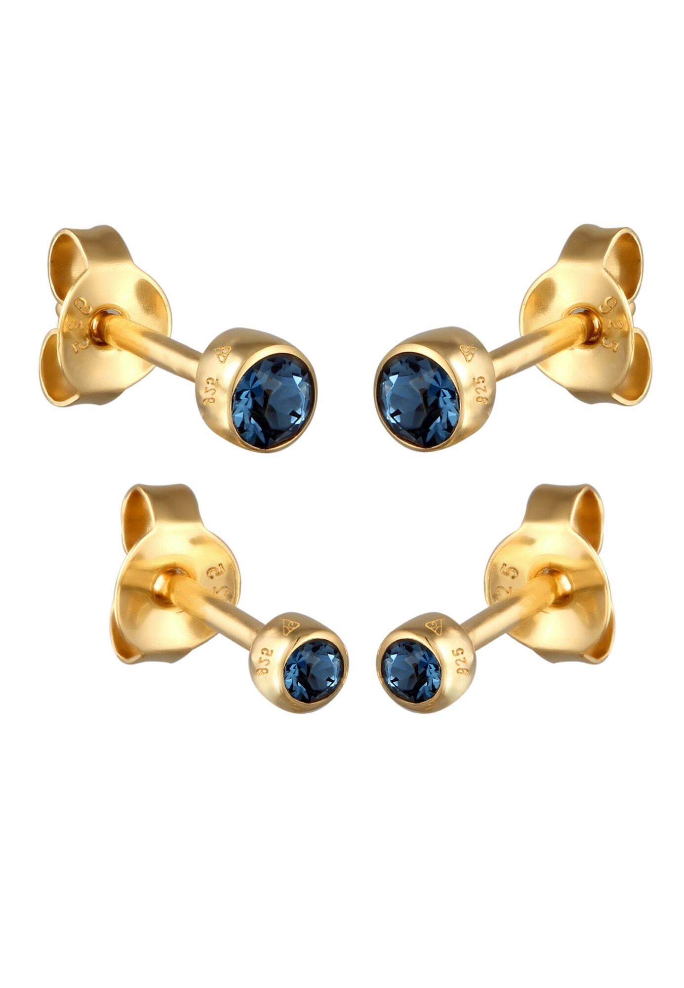 Elli Oorbellen 'Kristall' Donkerblauw / Goud
