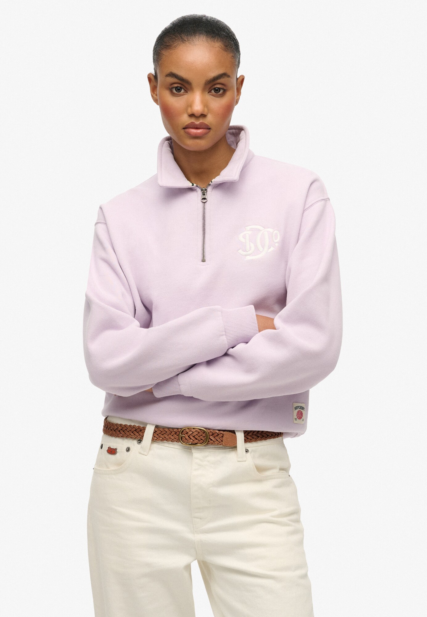 Superdry & Co Bluză de molton  roz eozină / alb