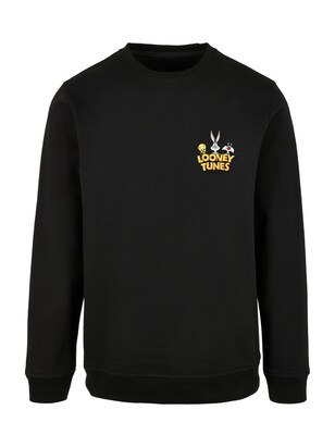 F4NT4STIC Sweatshirt ‘Looney Tunes Group Faux Pocket’ Gemengde kleuren / Zwart