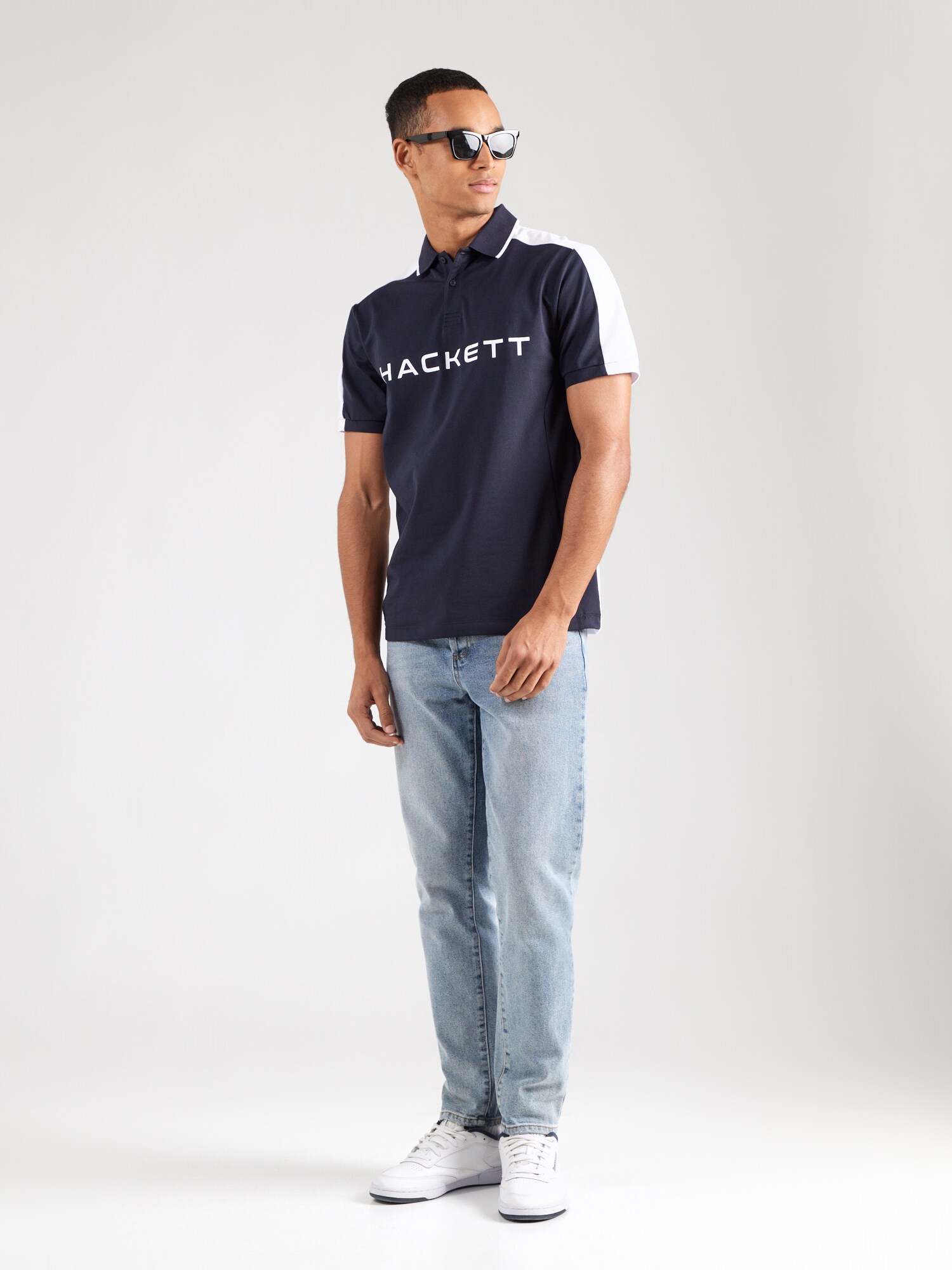 Hackett London Tričko námornícka modrá / biela (obrázok 4)