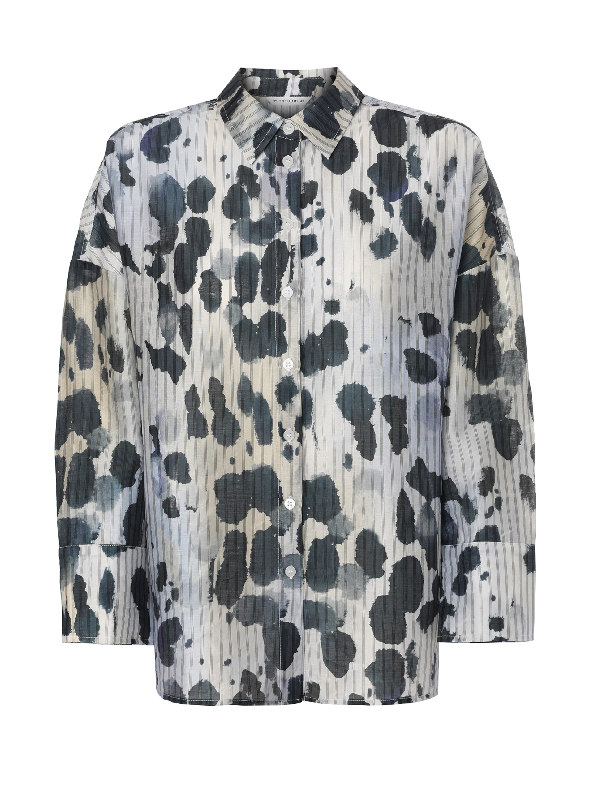 TATUUM Blus 'Rayo' beige / marinblå / opal dam