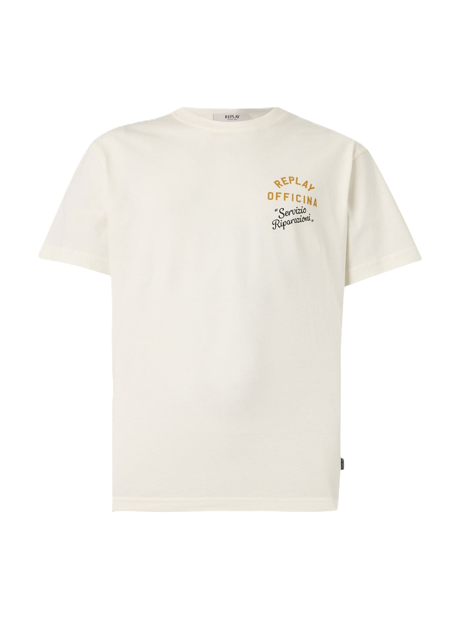 REPLAY Tricou galben curry / negru / alb murdar