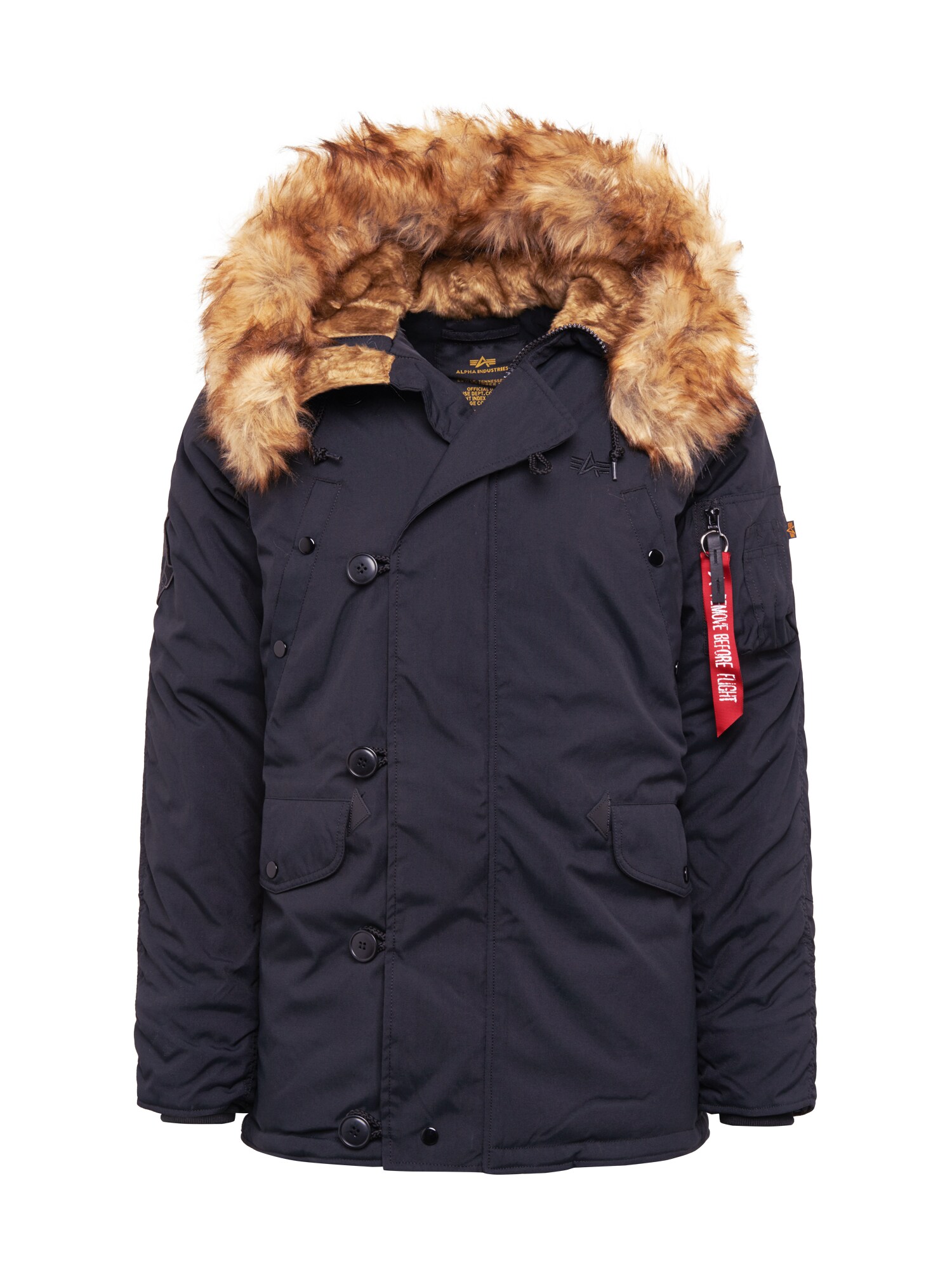 ALPHA INDUSTRIES Zimná parka 'Explorer'  hnedá melírovaná / čierna