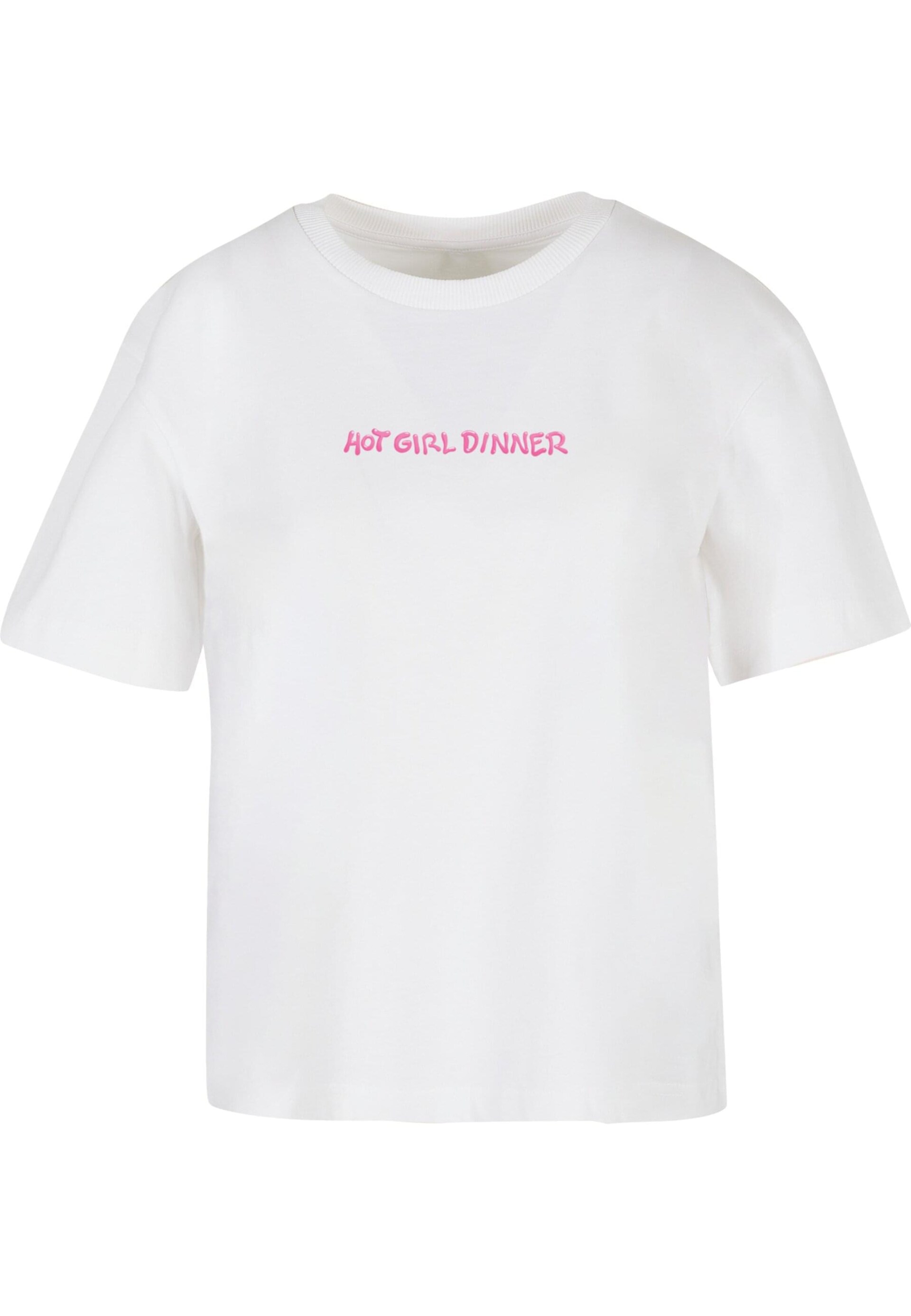 T-shirt 'Hot Girl Dinner' silvergrå / rosa / röd