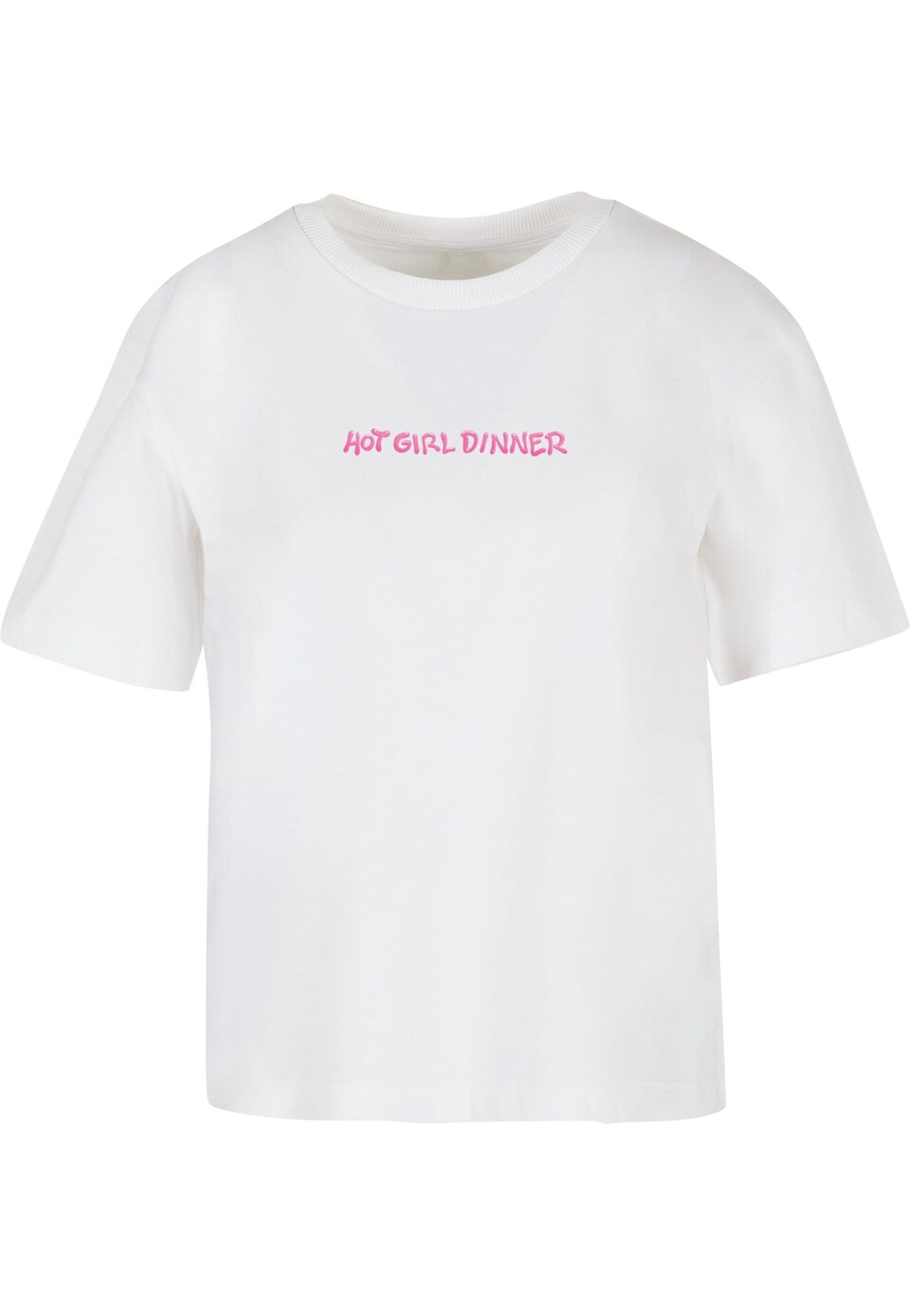 T-shirt 'Hot Girl Dinner' silvergrå / rosa / röd