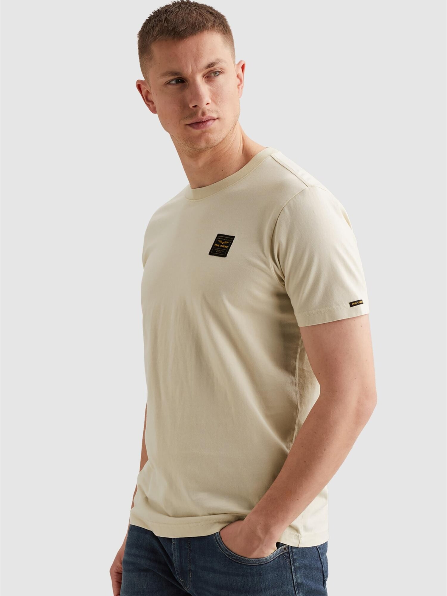 T-shirt 'T-shirt with a garment-dye wash and badge'