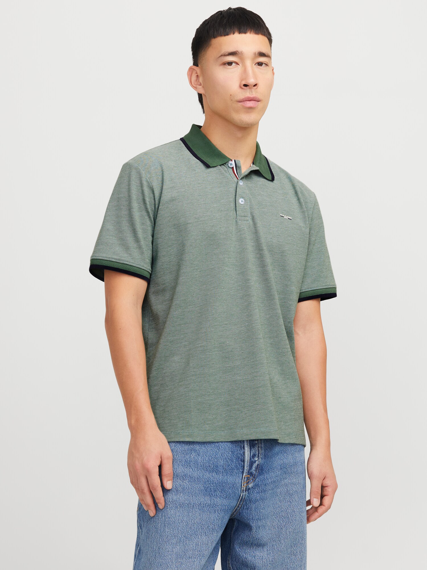JACK & JONES Póló 'JPRBLualves'  sötétzöld / zöld melír termék 2. képe