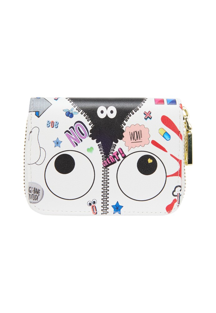 MYMO Portemonnaie 'Pop Eyetheme' Damen Größe One Size hellblau / rot / schwarz / weiß