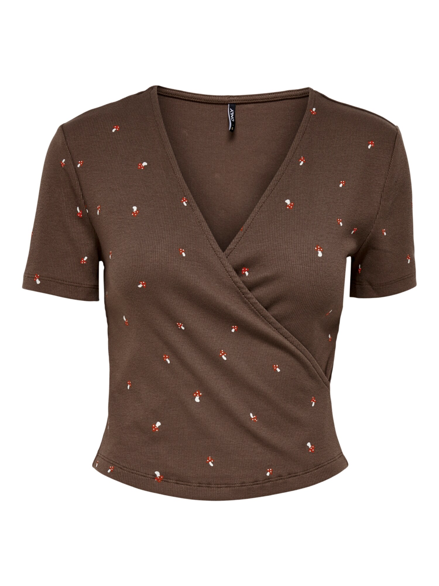 Only ONLY Shirt 'FENJA' braun / rot / weiß