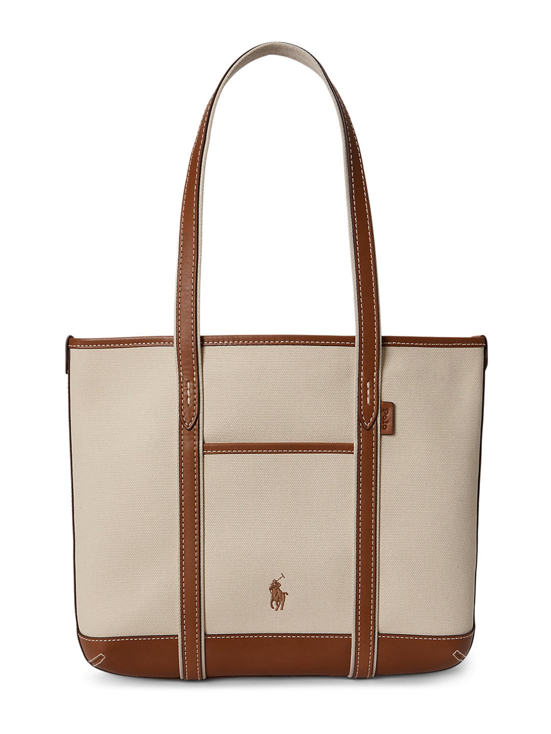 Polo Ralph Lauren Beige, brun shoppingväska i bomullscanvas dam – bild 2