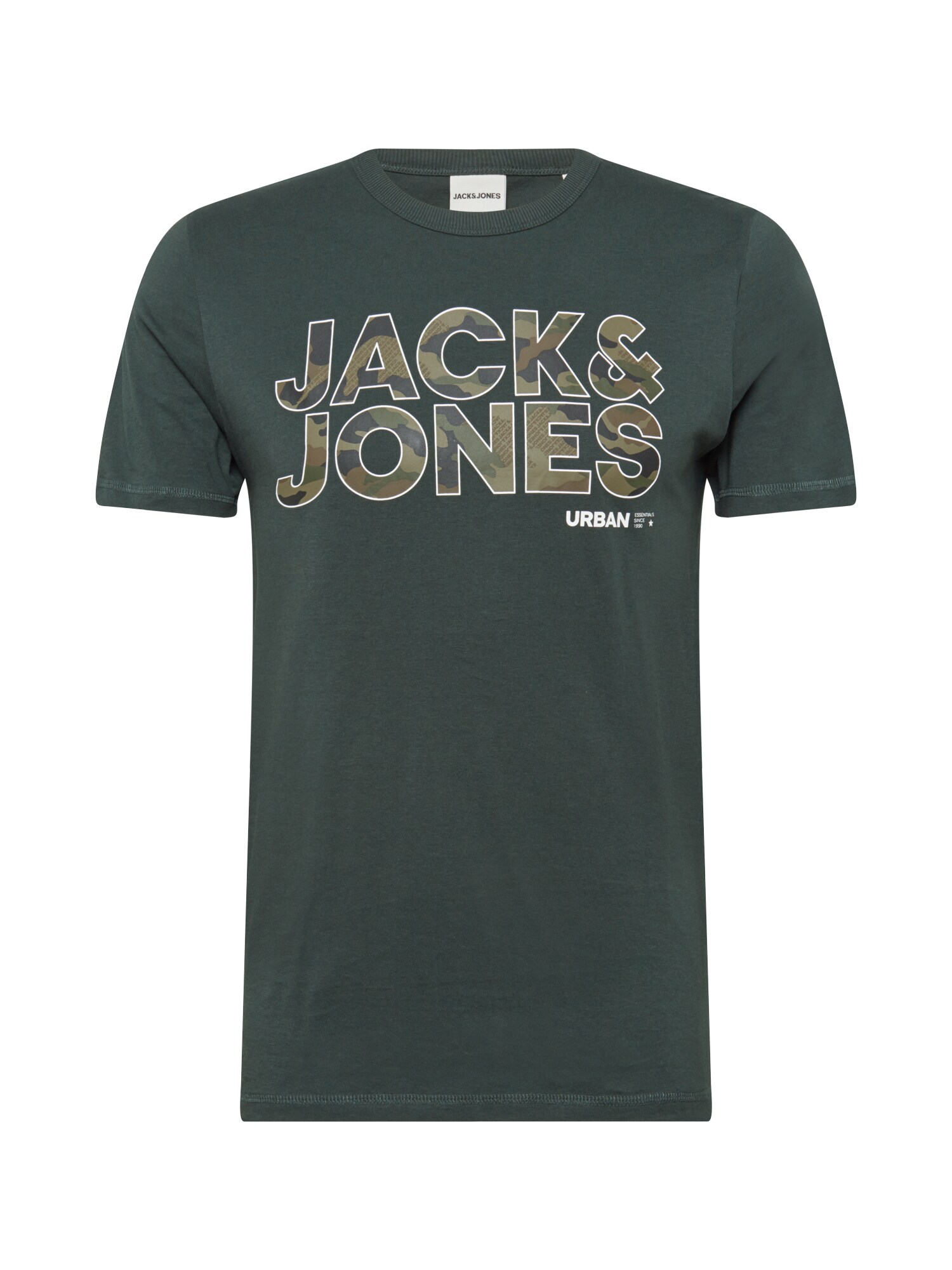 JACK & JONES Marškinėliai  tamsiai žalia / ruda / tamsiai pilka / balta / rusvai žalia