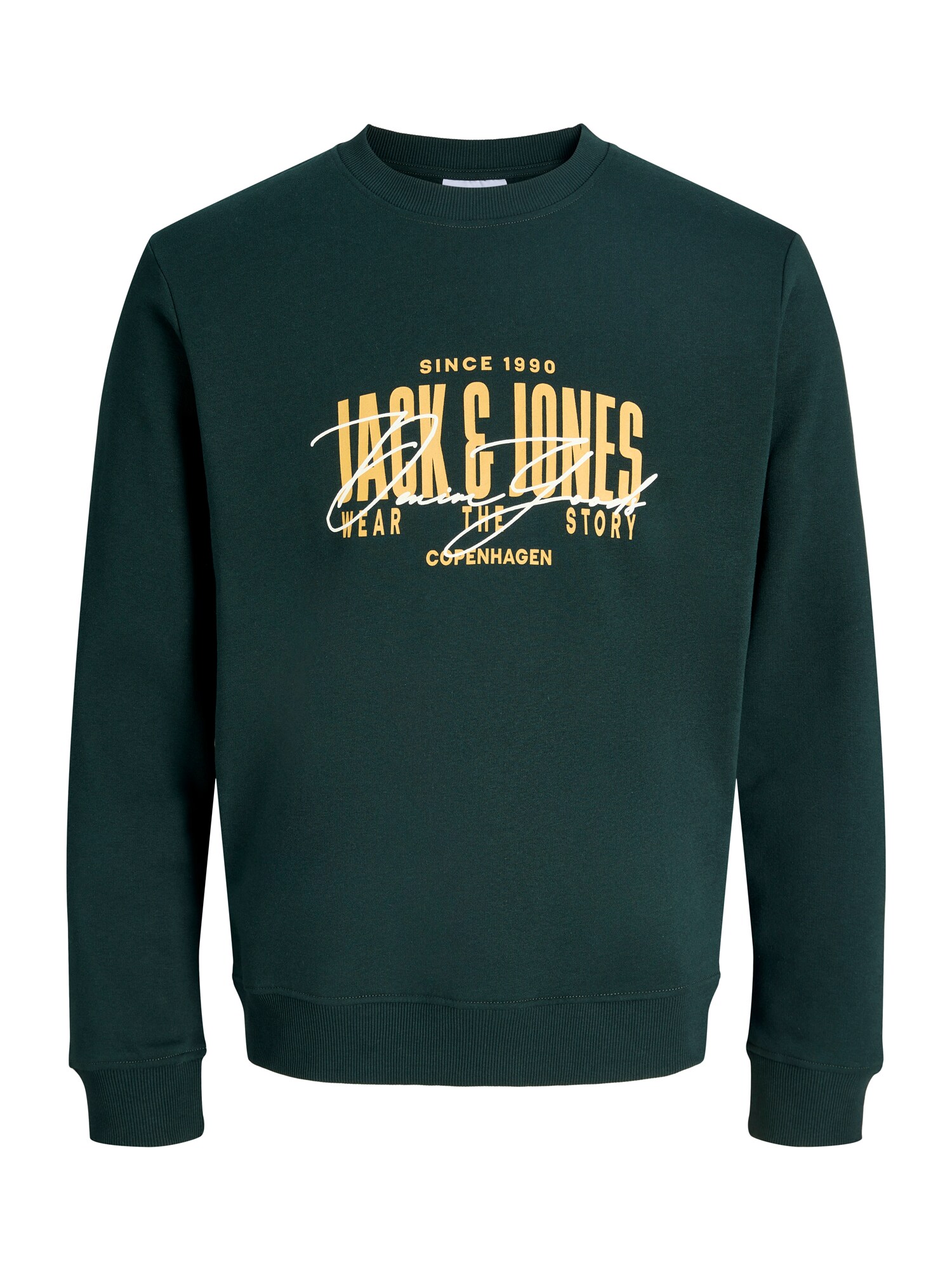 JACK & JONES Bluză de molton JJAERO galben miere / verde închis / alb