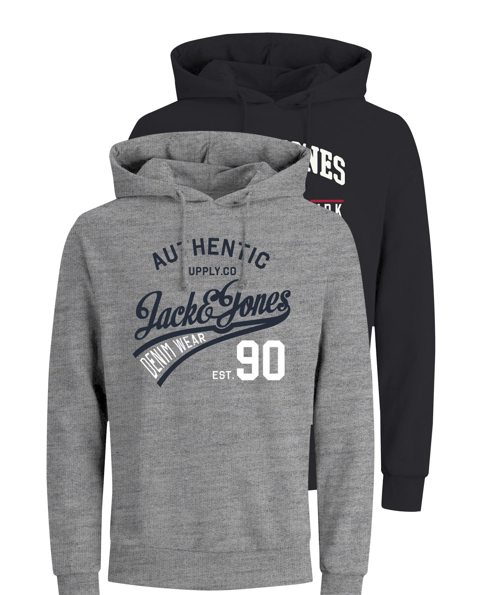 JACK & JONES Sweatshirt ''''ETHAN'''' hellgrau / navy / wei