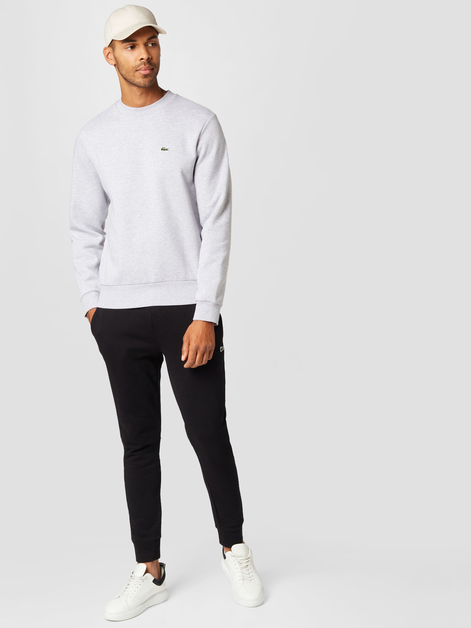 LACOSTE Sudadera  gris moteado / verde – imagen 4