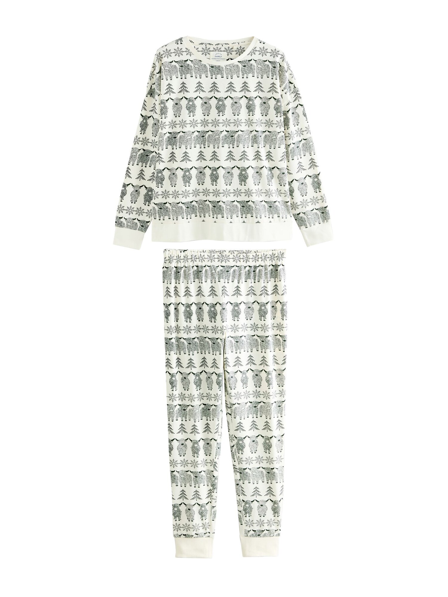 Next Pijama Matching Family Christmas  negru / alb