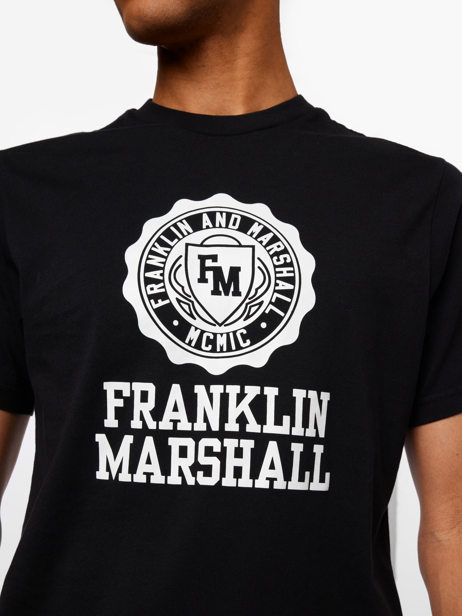 FRANKLIN & MARSHALL Tričko  čierna / biela (obrázok 5)