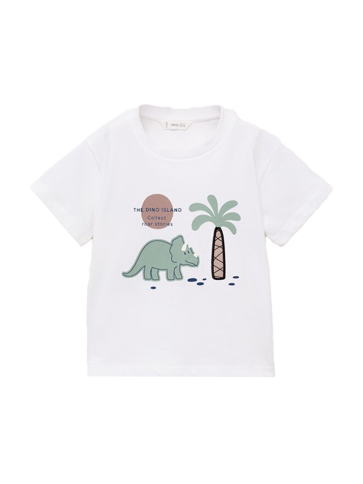 MANGO KIDS Póló 'ROAR'  barna / világoszöld / piszkosfehér akciós termékkép 1