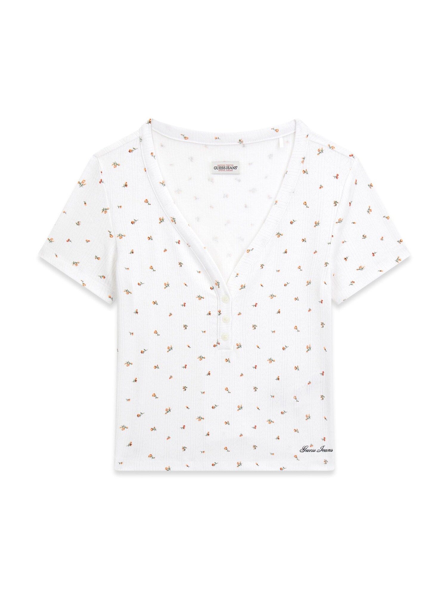 GUESS JEANS Tricou  maro / verde / portocaliu / alb