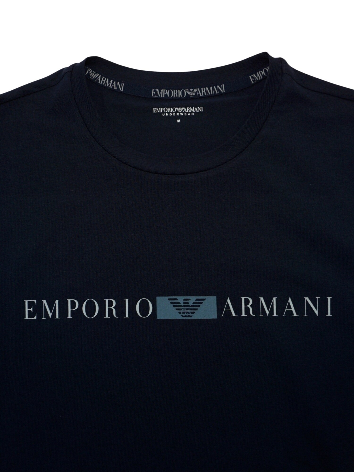 Emporio Armani Tričko námornícka modrá / modrosivá / biela (obrázok 3)