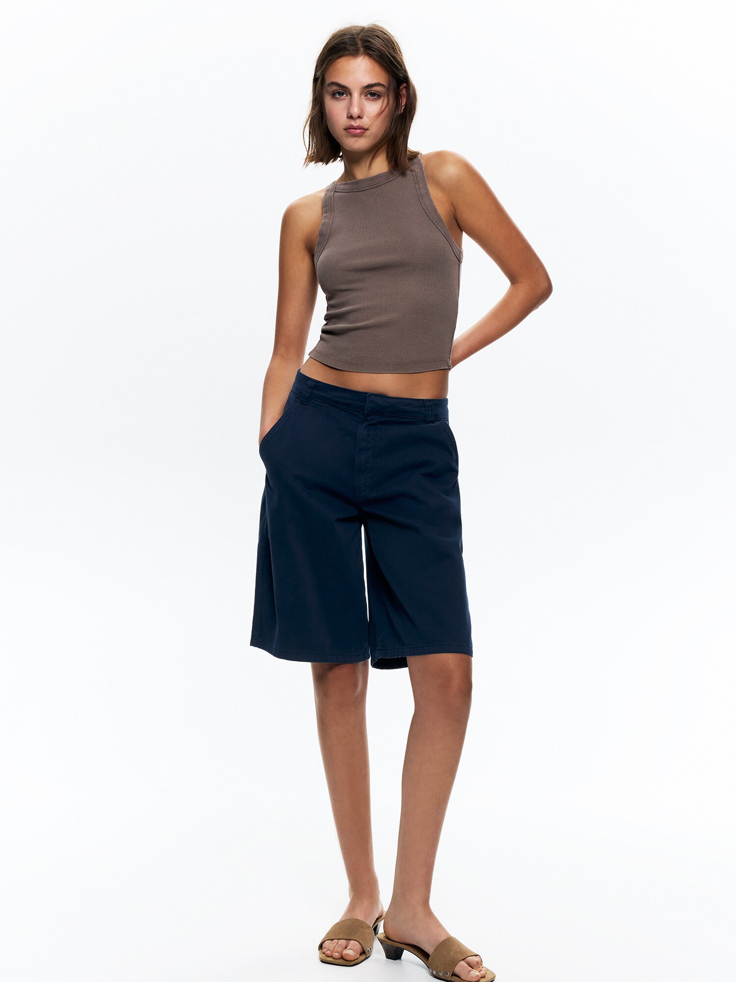Pull&Bear Chino nohavice námornícka modrá (obrázok 4)