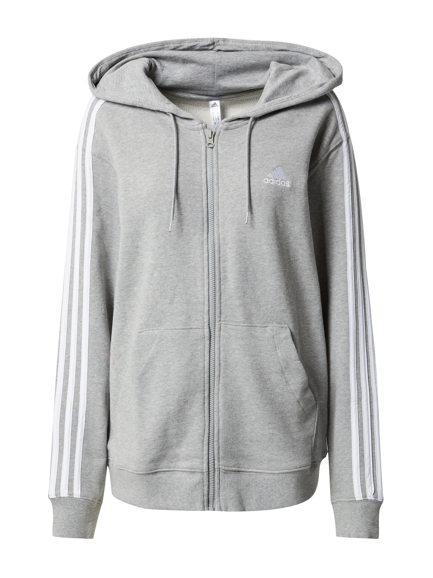 ADIDAS SPORTSWEAR Casaco de treino em moletão  cinzento / branco