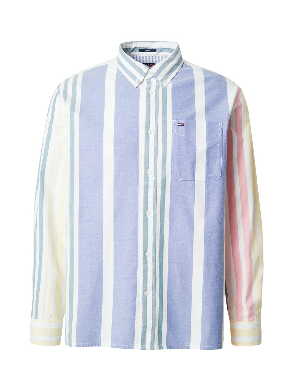 Skjorta 'Relaxed Fit Stripe Button-down' ljusblå / ljusgul / ljusrosa