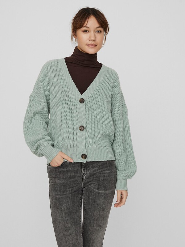 Vero Moda Lea Boxy Cardigan mit langen Ballonärmeln und V-Ausschnitt