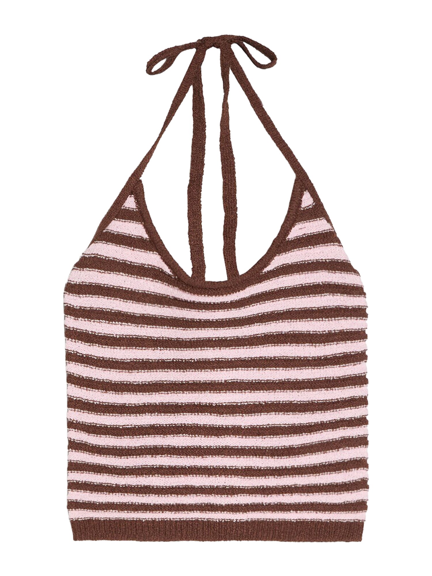 Bershka Top z naramnicami  temno rjava / roza