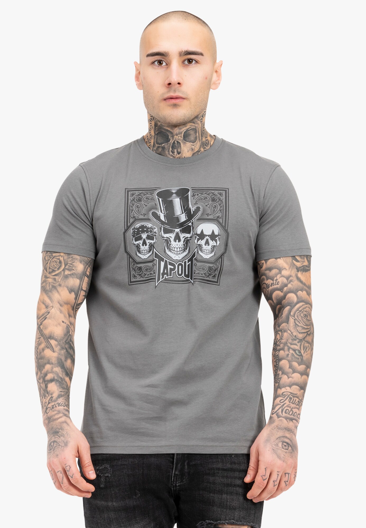 Tapout Póló ' SKULL'  szürke / fehér termék 2. képe