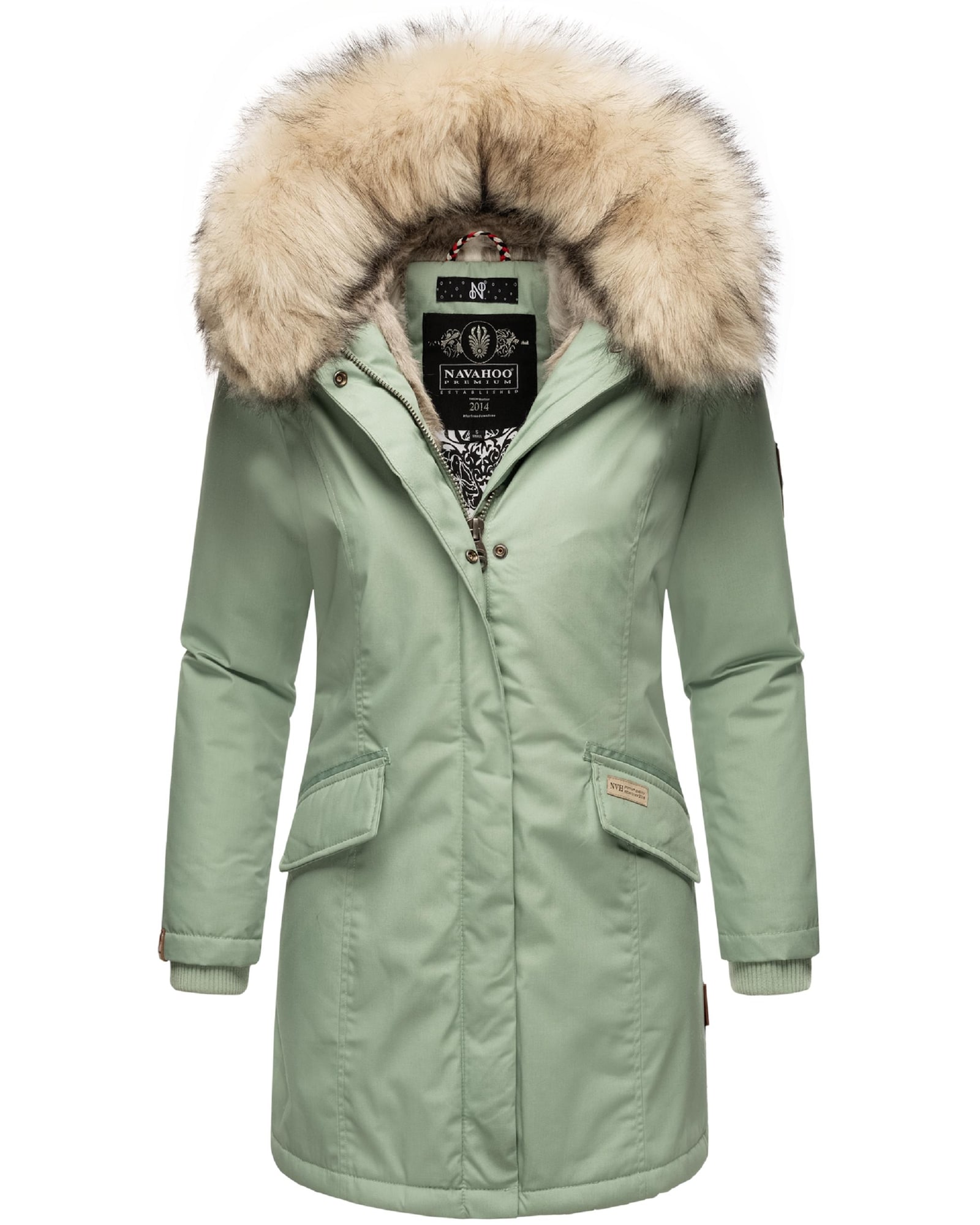 NAVAHOO Зимно палто 'Cristal'  светлобежово / светлозелено