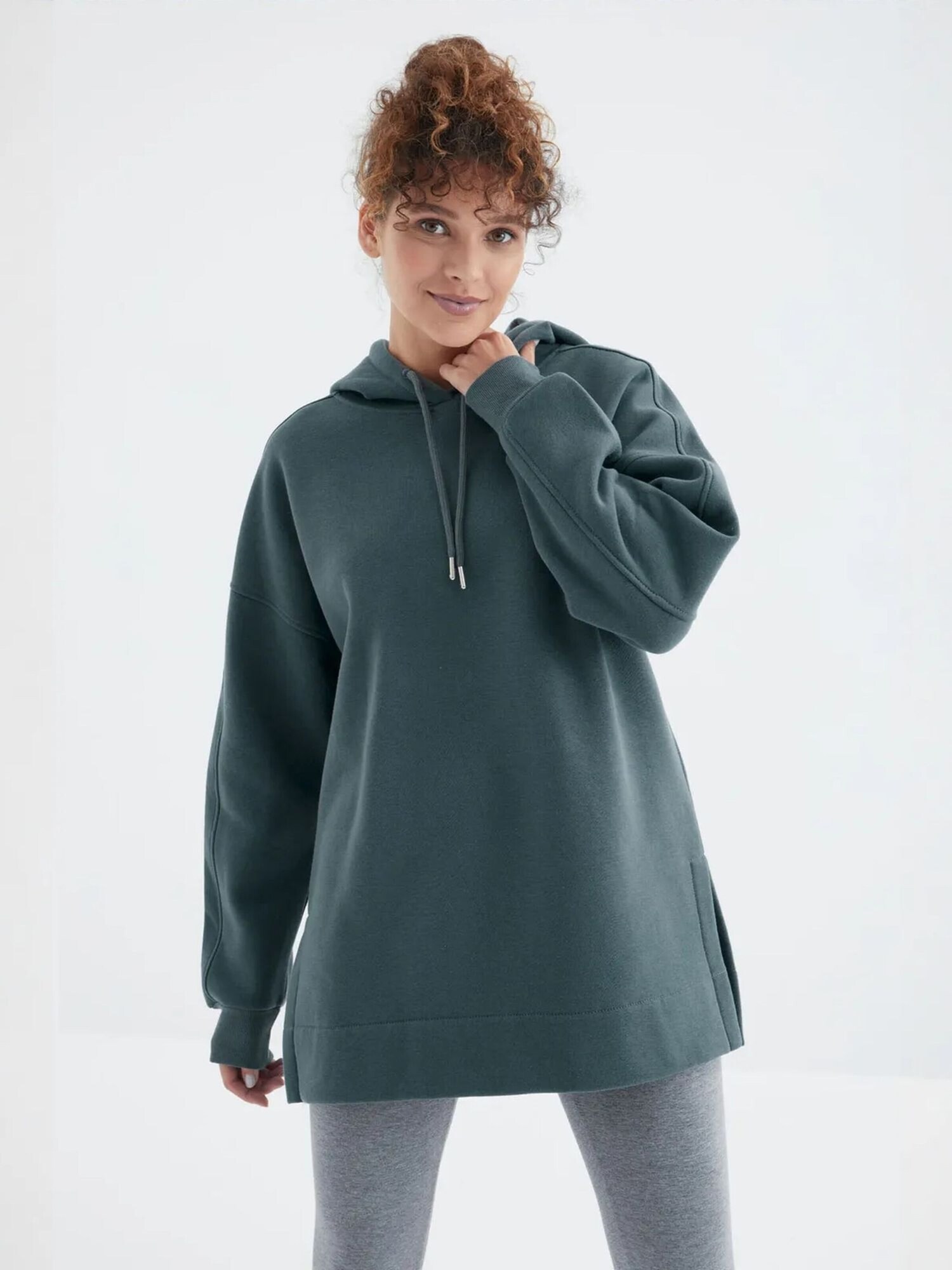 Tommy Life Sweater majica 'Kapuzenpullover' tamno zelena