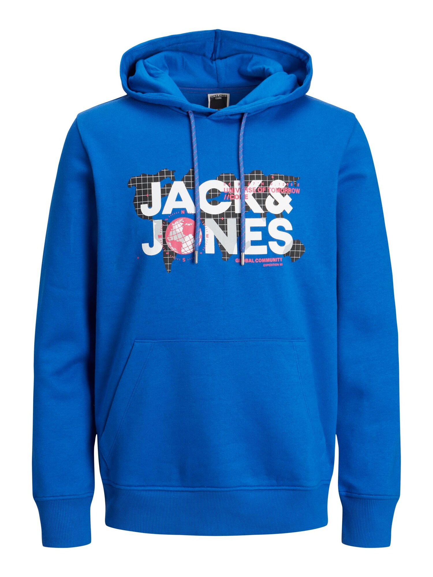 JACK & JONES Mikina 'Dust'  kráľovská modrá / tmavomodrá / oranžová / biela