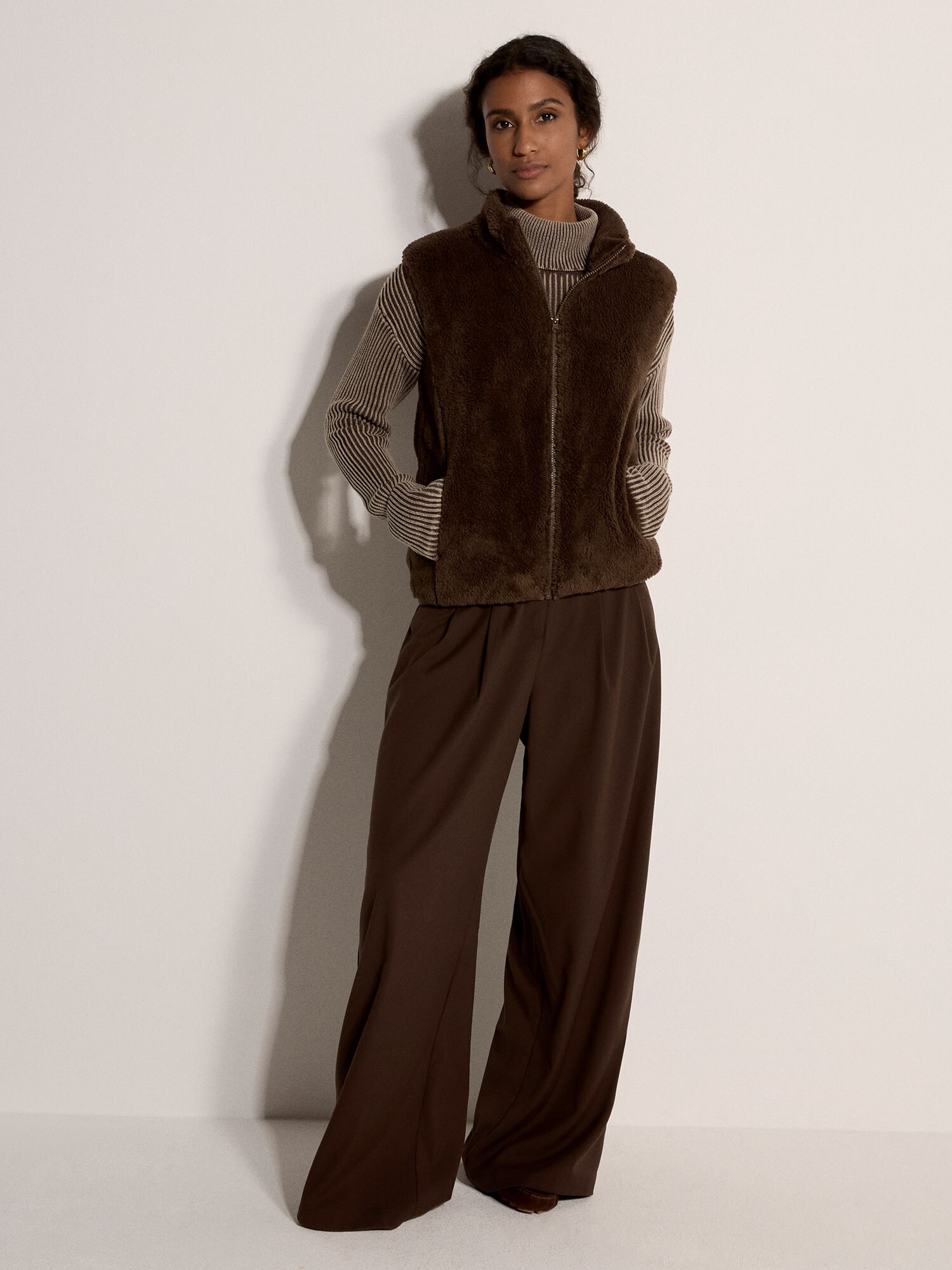 Apricot Fleece Zip-Through Gilet