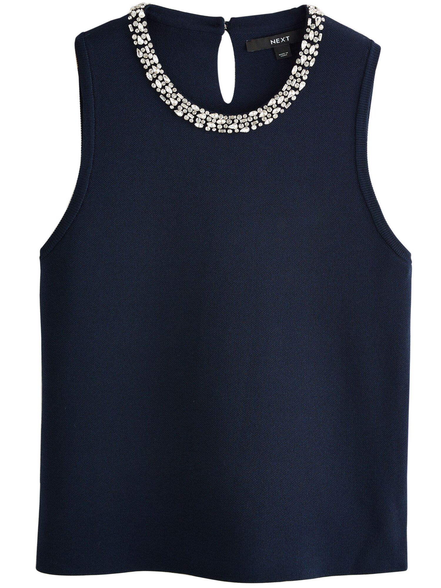 Next Top brodat  bleumarin / transparent