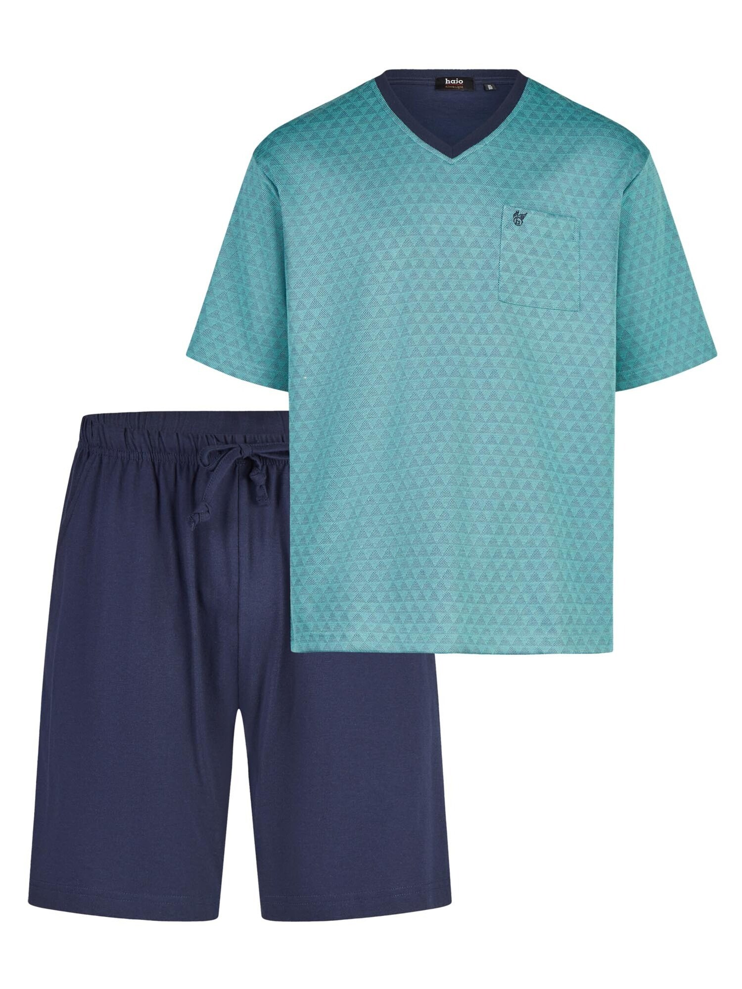 HAJO Pijama corto 'Klima Light'  turquesa / azul oscuro